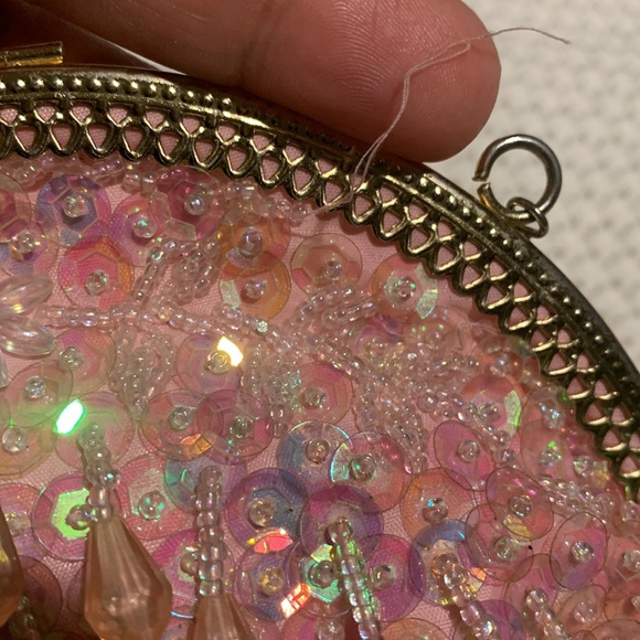Pink Teardrop Beaded & Sequince Evening Bag - Picture 4 of 13